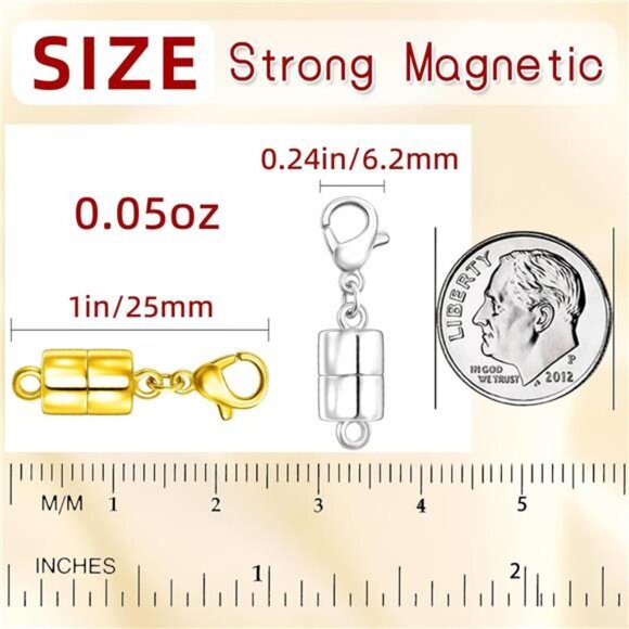 Gold Silver Magnetic Necklace Clasp Extender Easy Jewelry Bracelet Connector - Picture 2 of 7